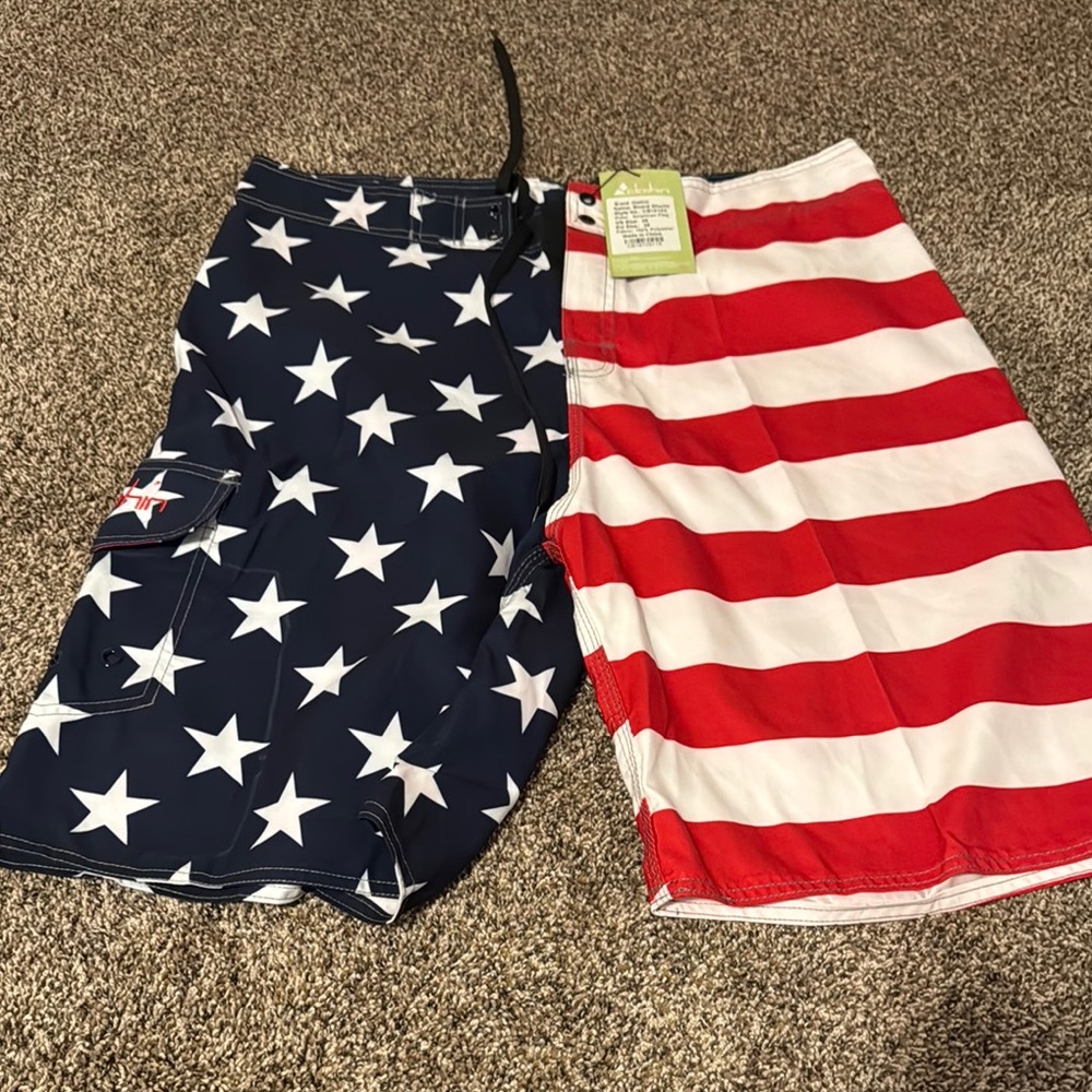 Patriotic Star and Stripe Board Shorts